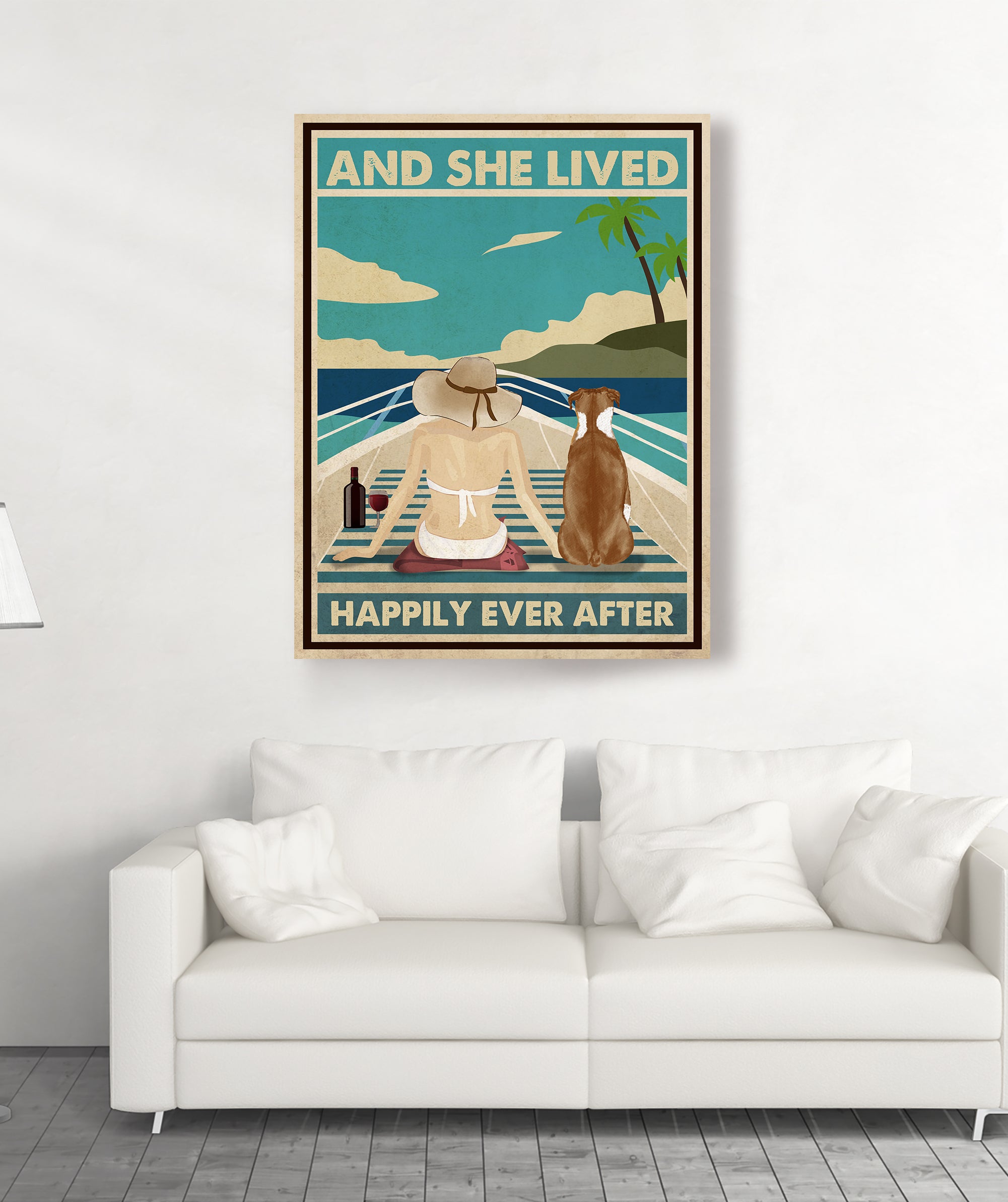 Personalized Custom 'Boat With Dog' Canvas - A 'Happily Ever After' Keepsake for Pet Lovers