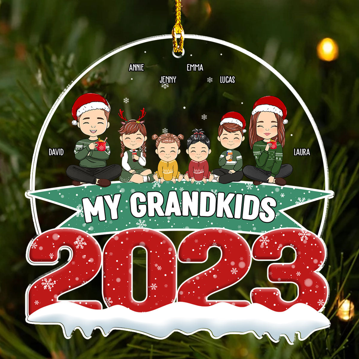 2023 Personalized Custom Acrylic Ornament for My Grandkids - Unique Christmas Keepsake