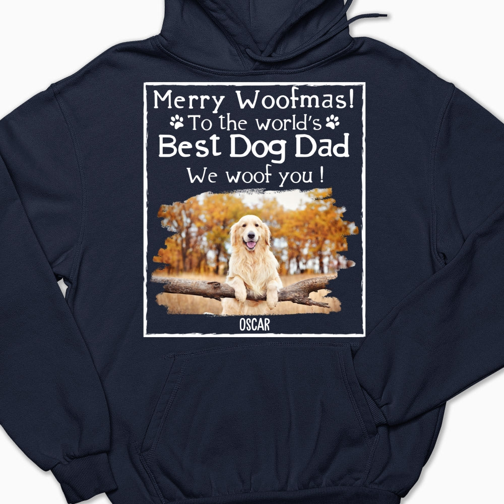 Woof Best Ever Personalized Custom Dog Dad and Mom Photo Hoodie