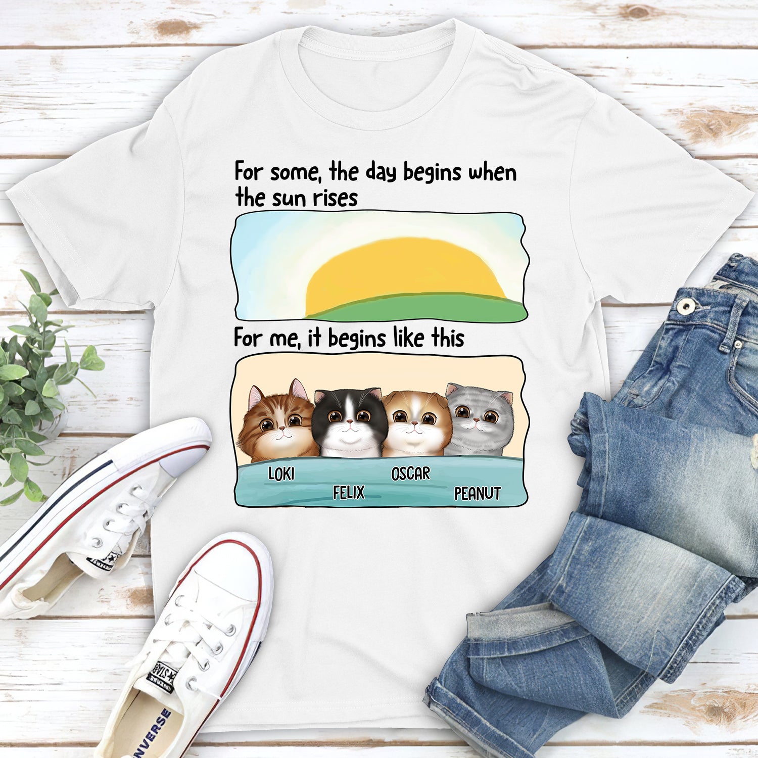 My Day Begins - Personalized Custom Unisex 5.3 oz T-shirt for Pet Lovers