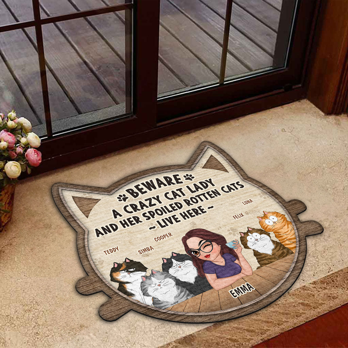 Beware - Personalized Custom Doormat with Your Pet's Picture in 3 Sizes