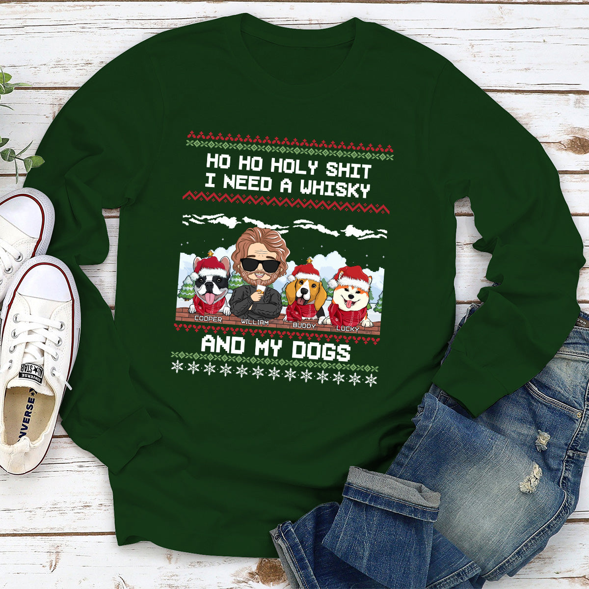 Ho Ho Holy Christmas - Exclusive Personalized Custom Long Sleeve T-shirt for Pet Lovers