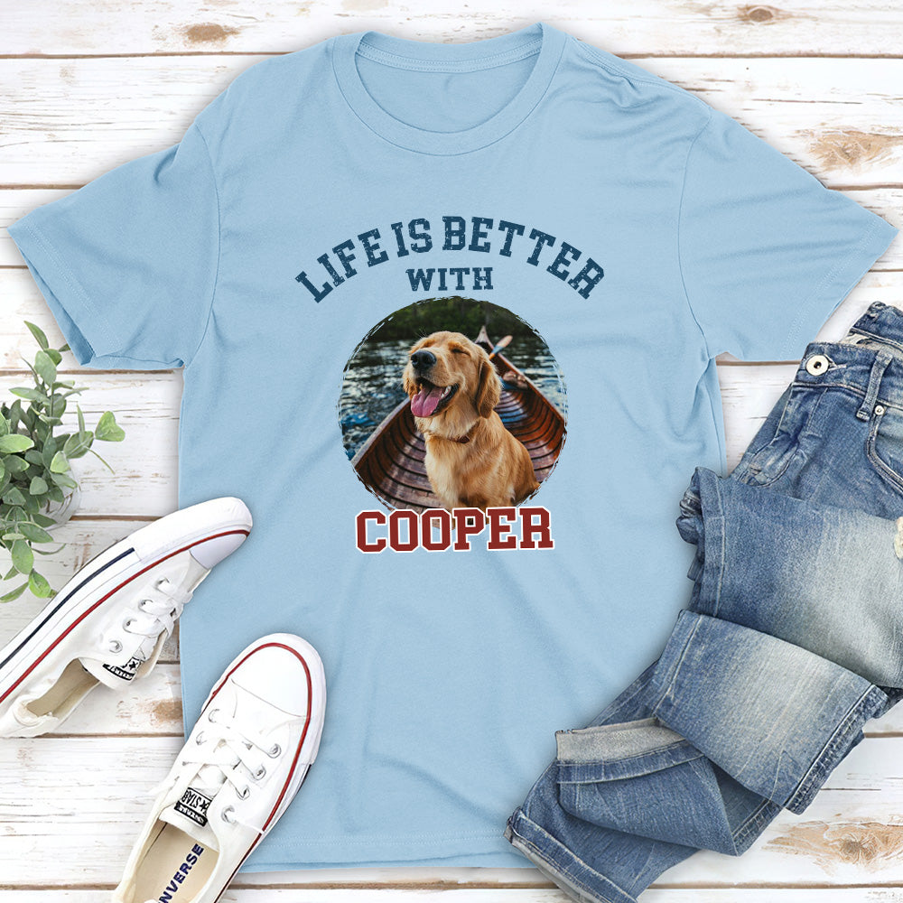 Retro Life Is Better - Customizable Personalized Unisex 5.3 oz T-shirt for Pet Lovers