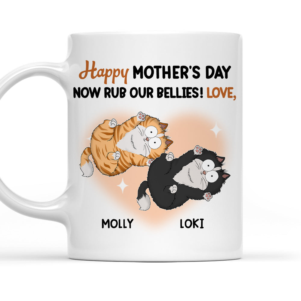 Now Rub Our Bellies - Customizable Personalized Coffee Mug for Pet Lovers