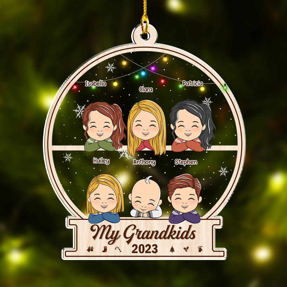 Adorable Personalized Custom Acrylic Christmas Ornament for Grandkids