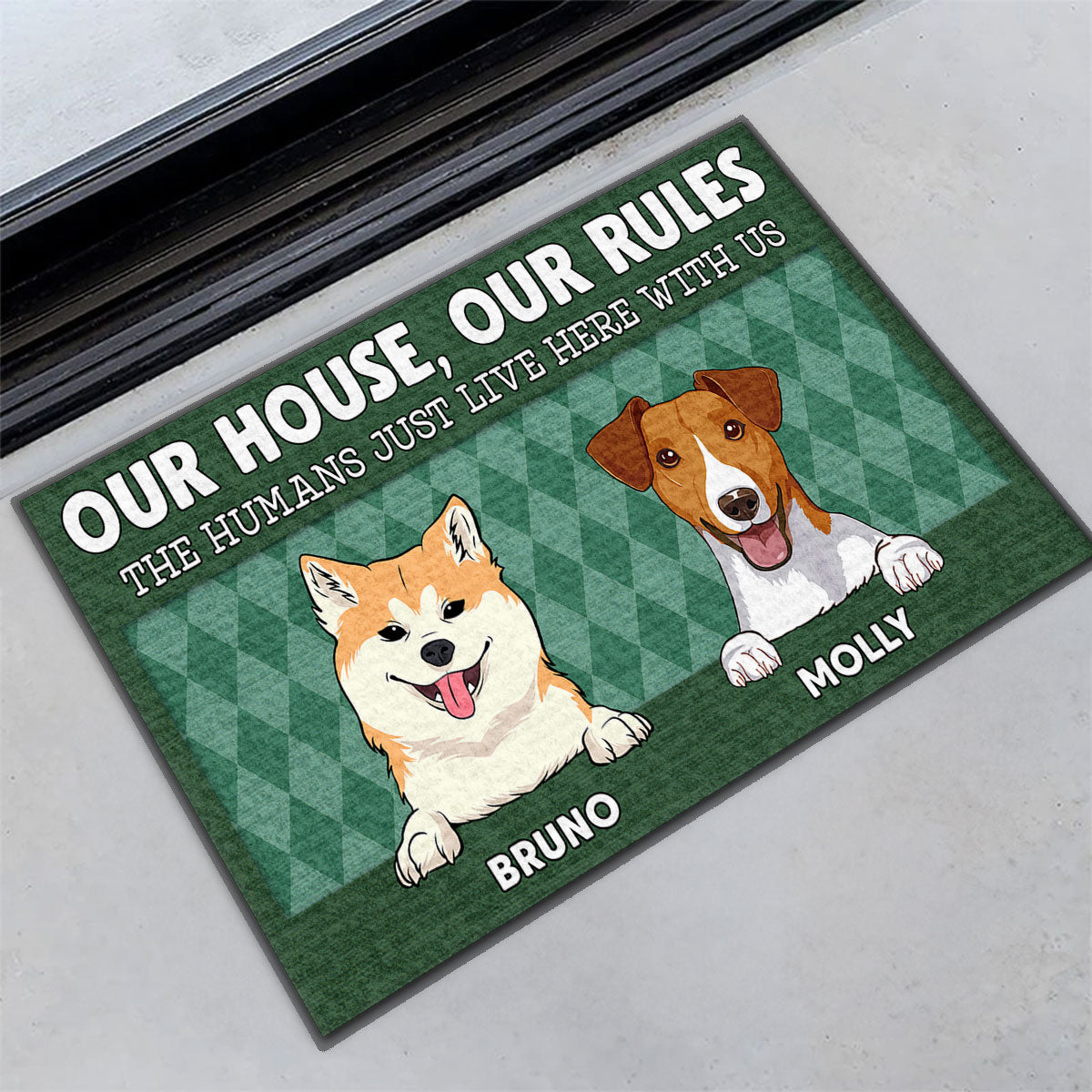 The Humans Live Here - Personalized Custom Doormat with Your Beloved Pet's Picture