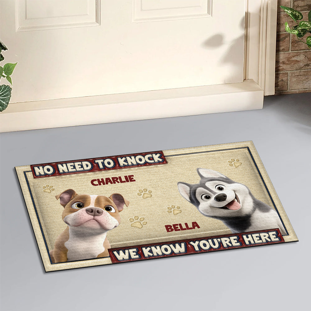 No Need To Knock - Personalized Custom 3D Inflated Effect Doormat with Your Pet's Picture