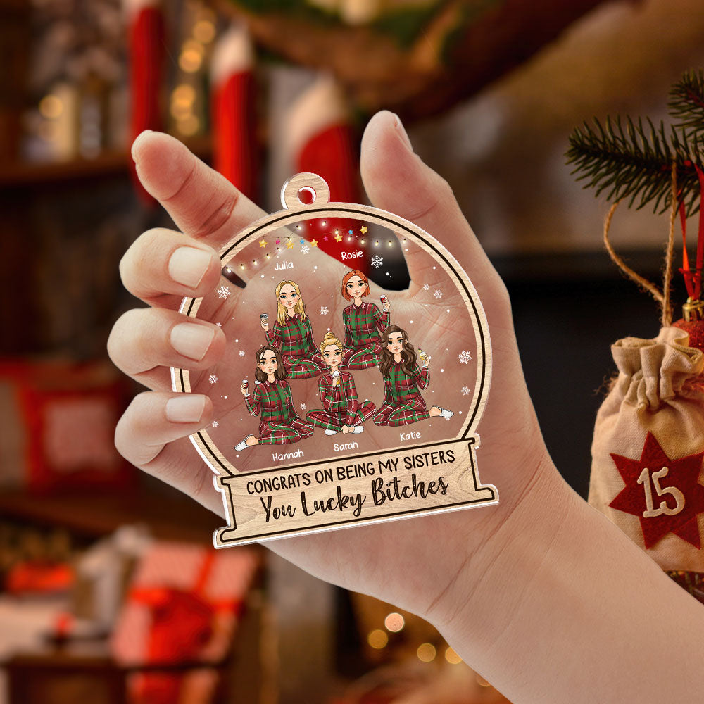 Bestie You Lucky - Unique Personalized Custom Acrylic Christmas Ornament with 4' Diameter