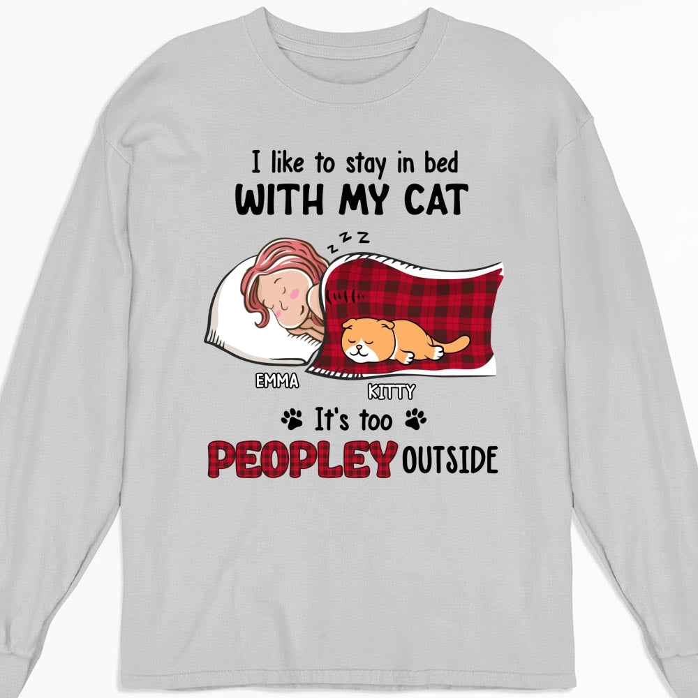 Like To Stay In Bed Cat - Personalized Custom Long Sleeve Unisex T-shirt for Pet Lovers
