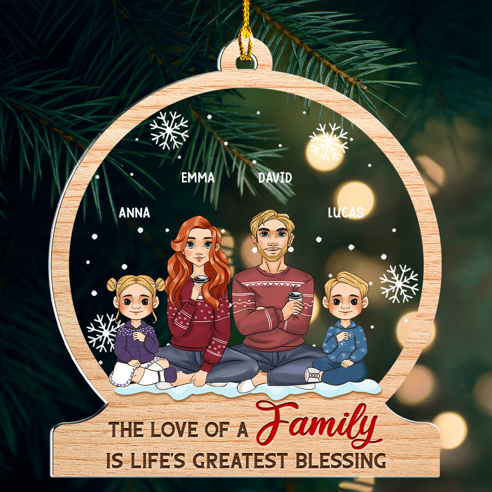 The Heartwarming Love Of Family - Personalized Custom Acrylic Christmas Ornament with 4' Diameter