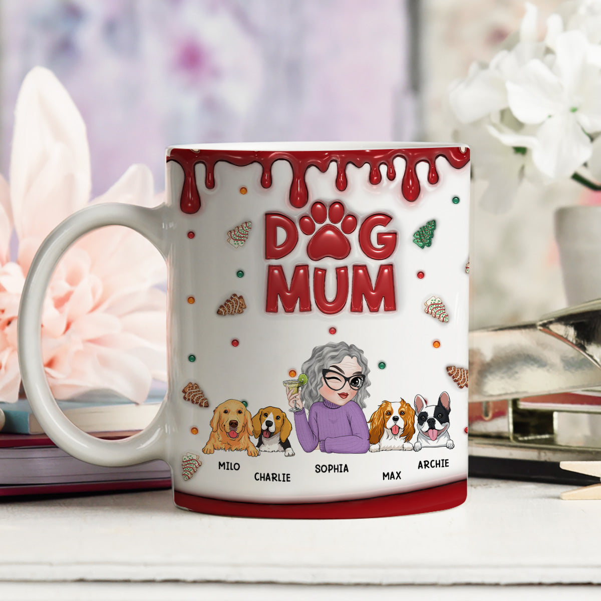 Charming Personalized 3D Inflated Effect Mug for Dog Moms - 11oz