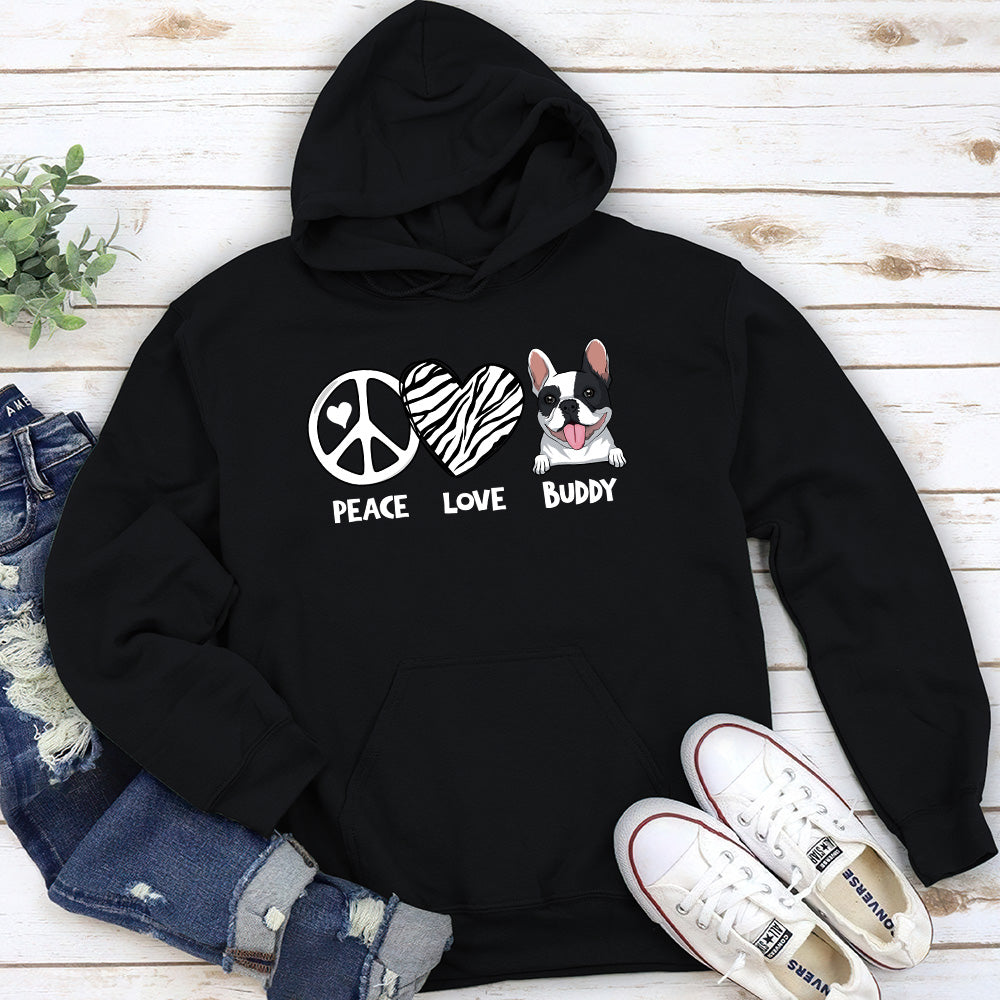 Peace And Love - Personalized Custom Unisex 8.0 oz Hoodie for Pet Lovers