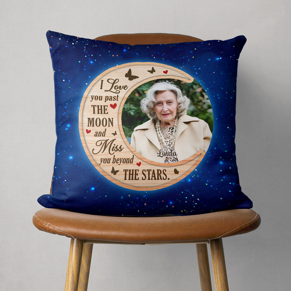 Love You Past The Moon - Customizable Personalized Throw Pillow (12' x 12', 18' x 18')
