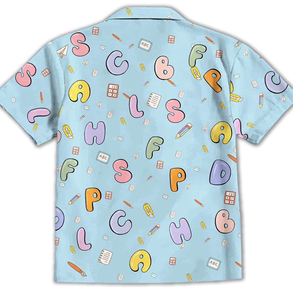 Adorable Basset Hound and Alphabet Print - Kids' Stylish Button - up Shirt