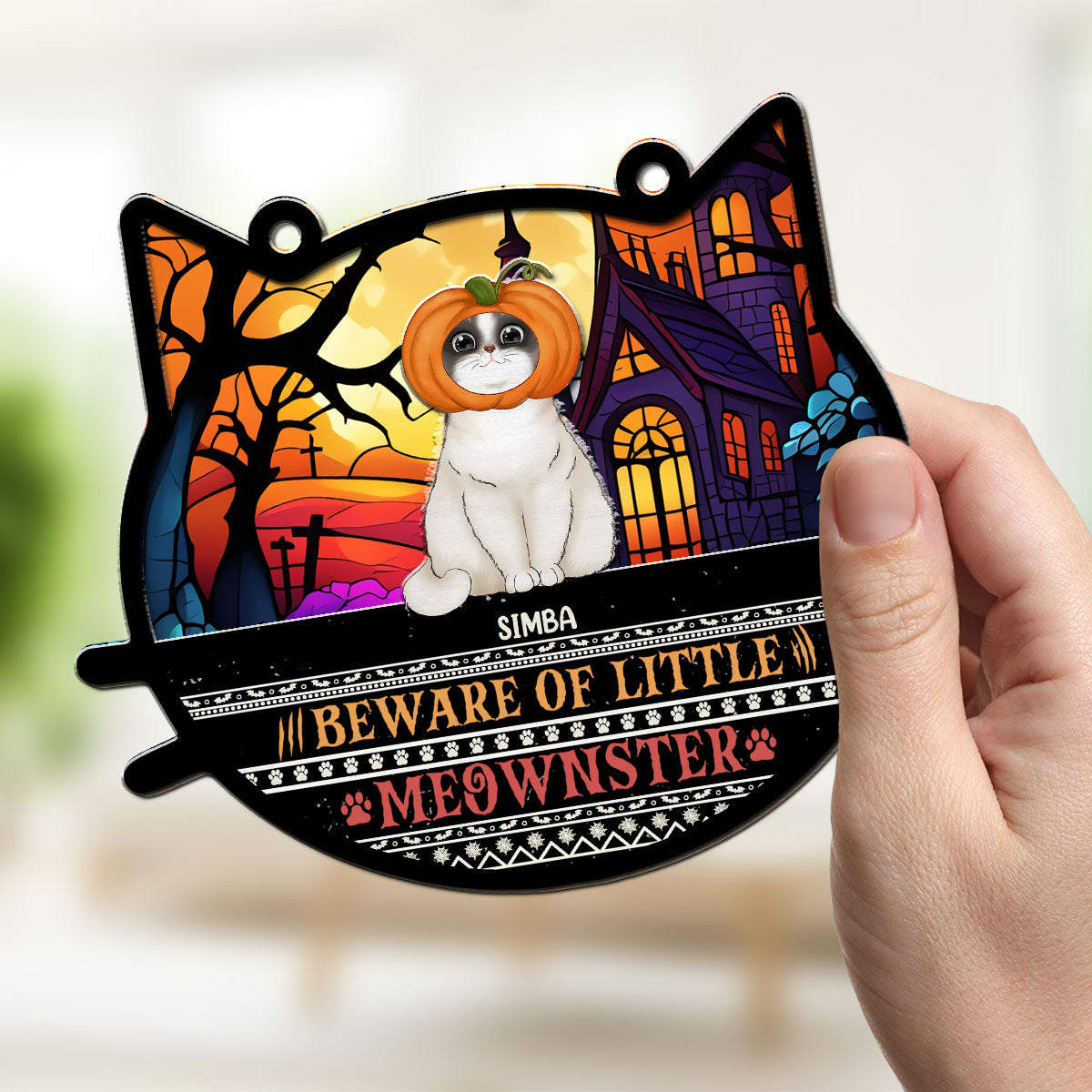 Beware Of Little Meownsters - Unique Personalized Custom Suncatcher for Home Decor and Gifts (6 inches, 8 inches)