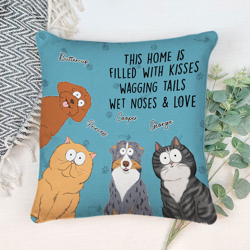Personalized Custom Throw Pillow Filled With Kisses - 12' x 12' and 18' x 18' Sizes