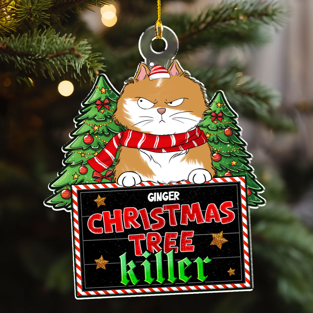 Unique Personalized Custom Acrylic Christmas Tree Killer Ornament