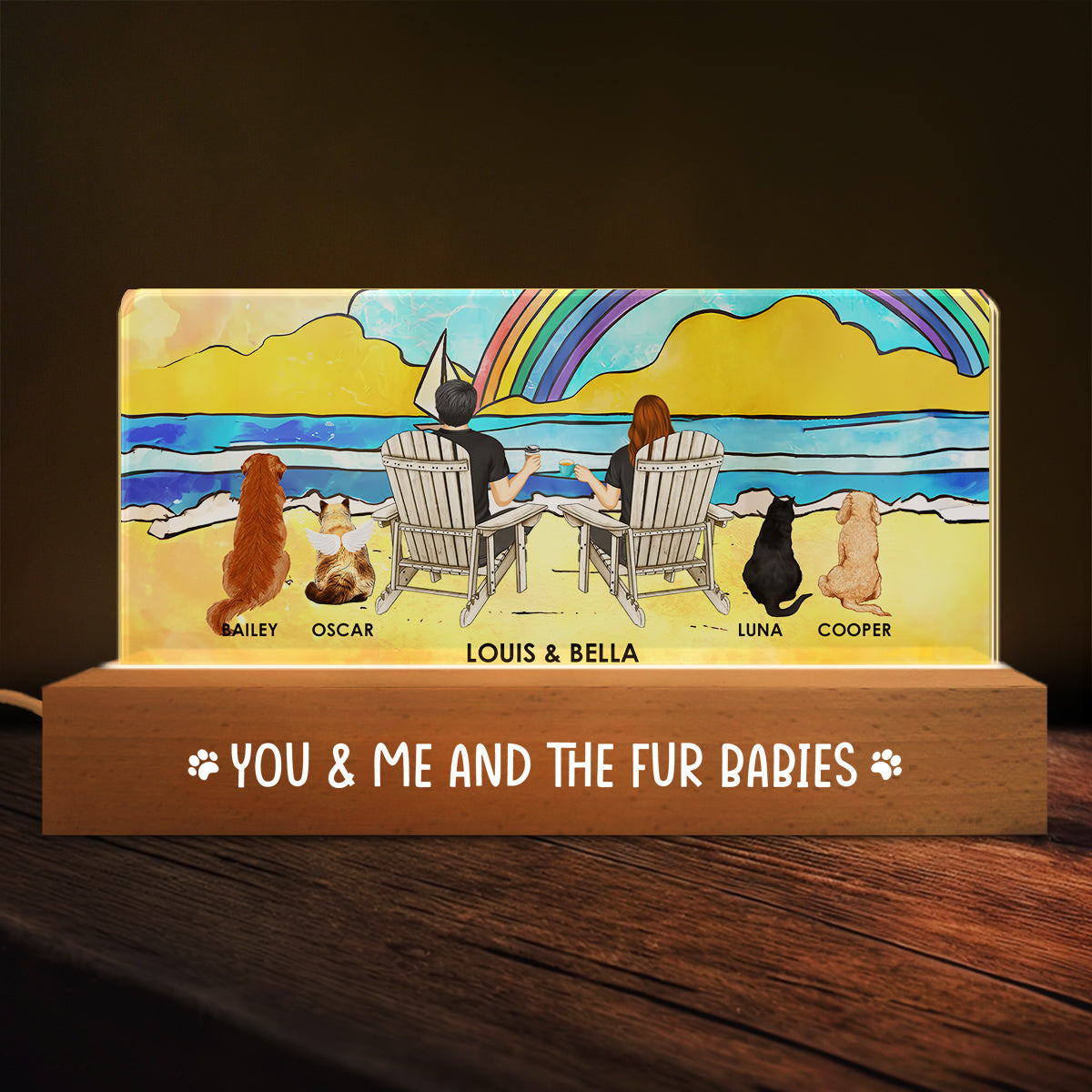 Romantic Personalized Custom Acrylic 3D LED Night Light - You And Me We Got This