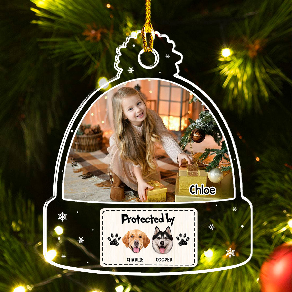 Custom Photo-Protected Personalized Acrylic Christmas Ornament for Pet Lovers