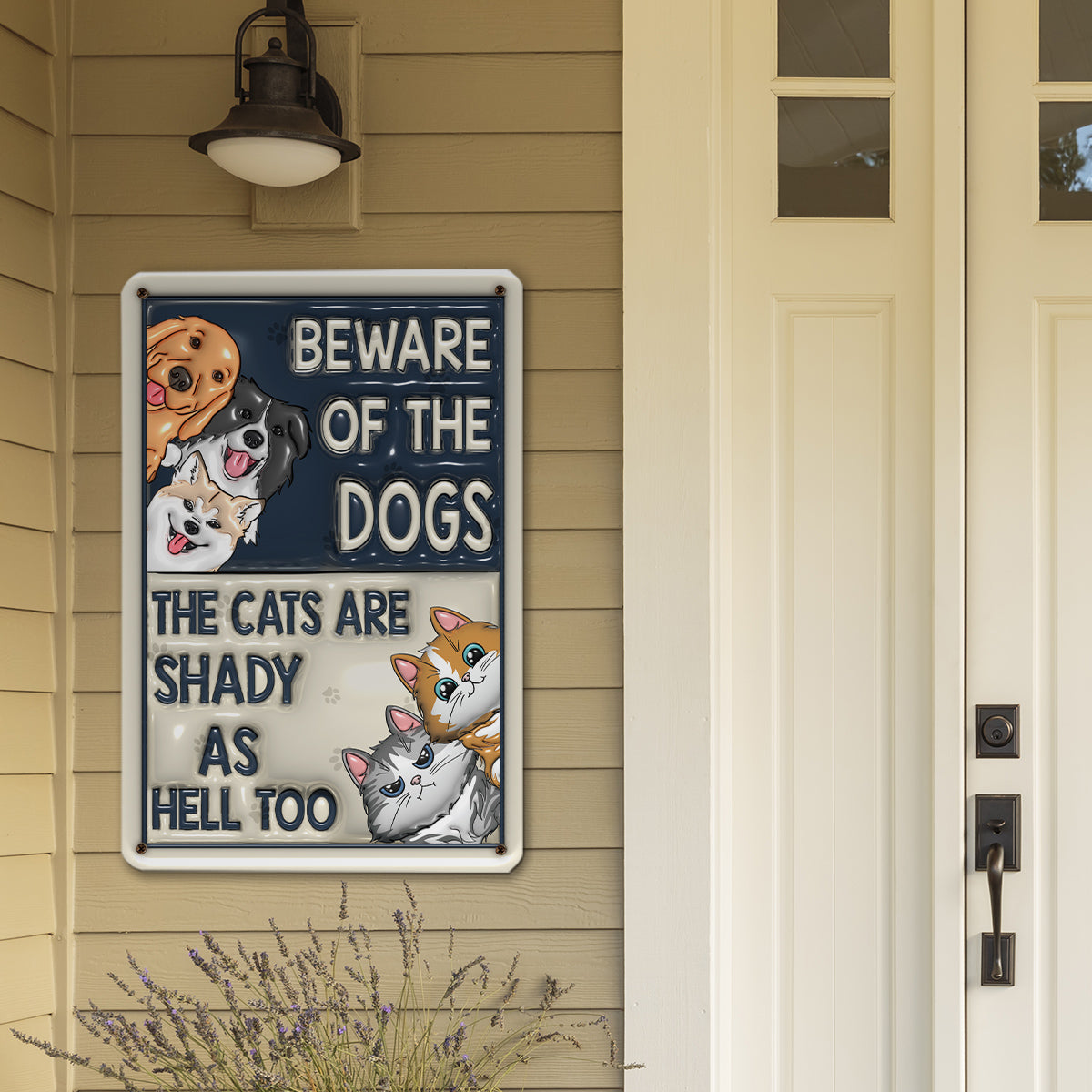 Unique Personalized Custom 3D Inflated Effect Metal Sign - Beware Of Dog Cat
