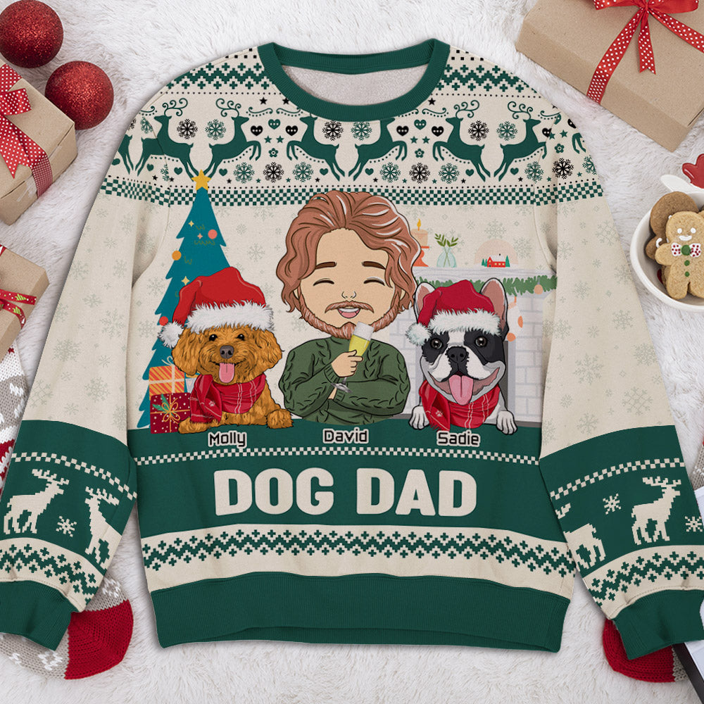 Dog Servant Pawlidays - Customizable All-Over-Print Unisex Sweatshirt for Dog Lovers
