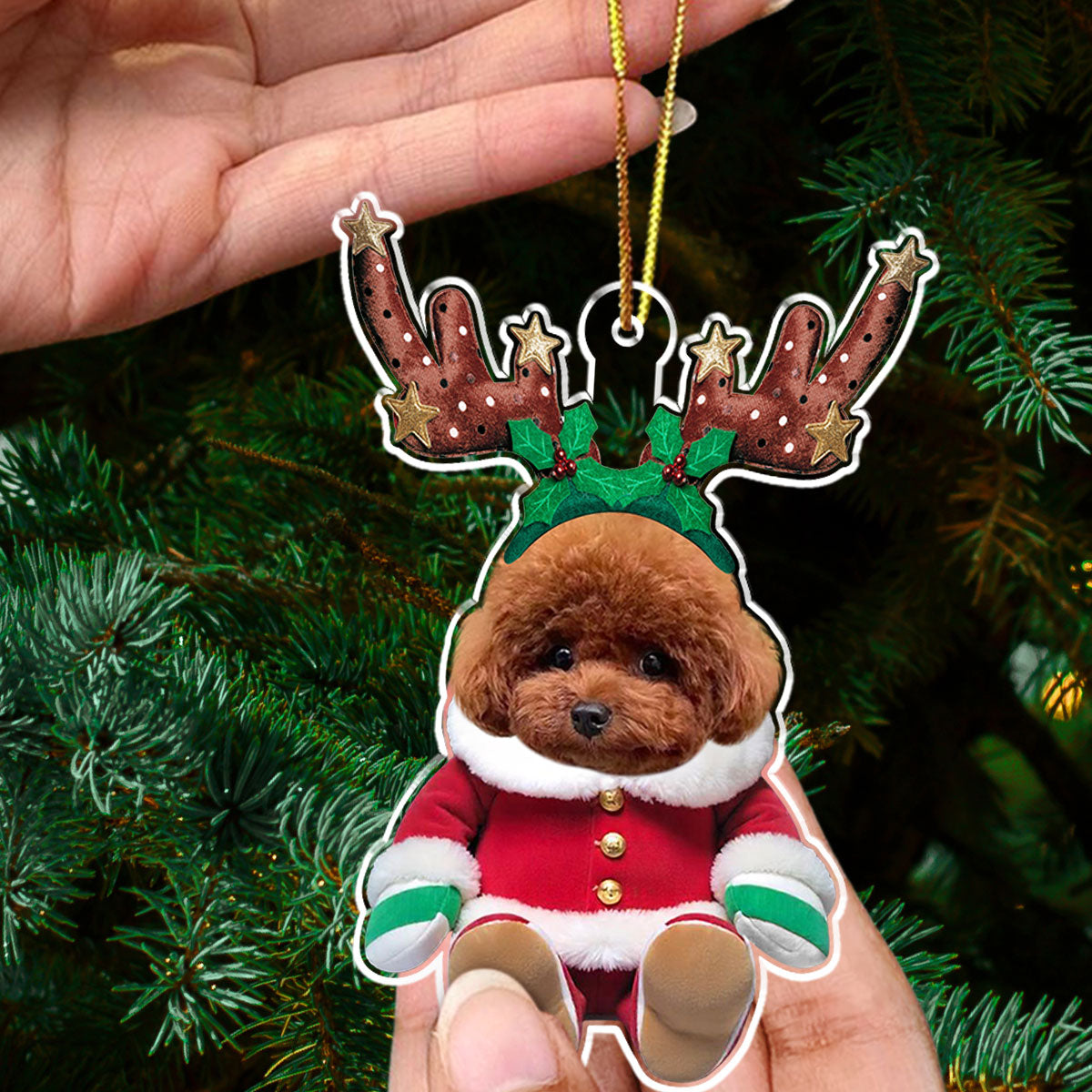 Personalized Custom Baby Dog Reindeer Acrylic Christmas Ornament