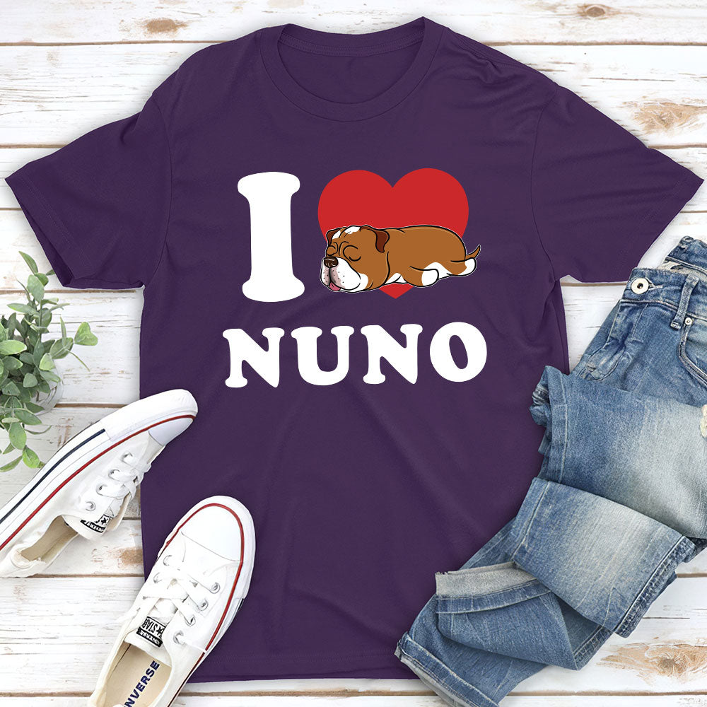 I Love My Dog - Personalized Custom Unisex Heavy Cotton 5.3 oz T-shirt
