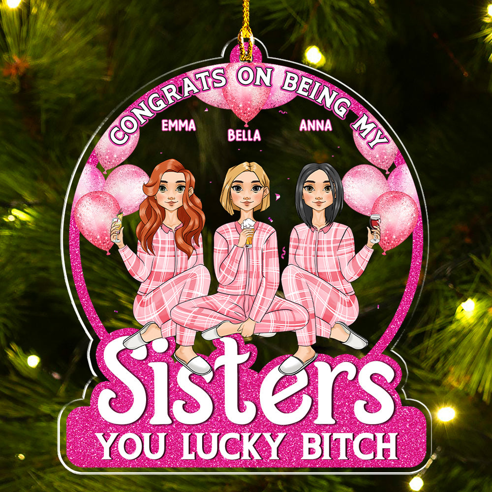 Pink Besties Forever - Customizable Personalized Acrylic Christmas Ornament