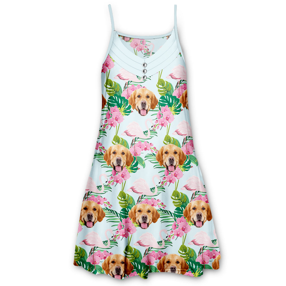Gorgeous Face Cut Out Golden-Strap Knee-Length Dress