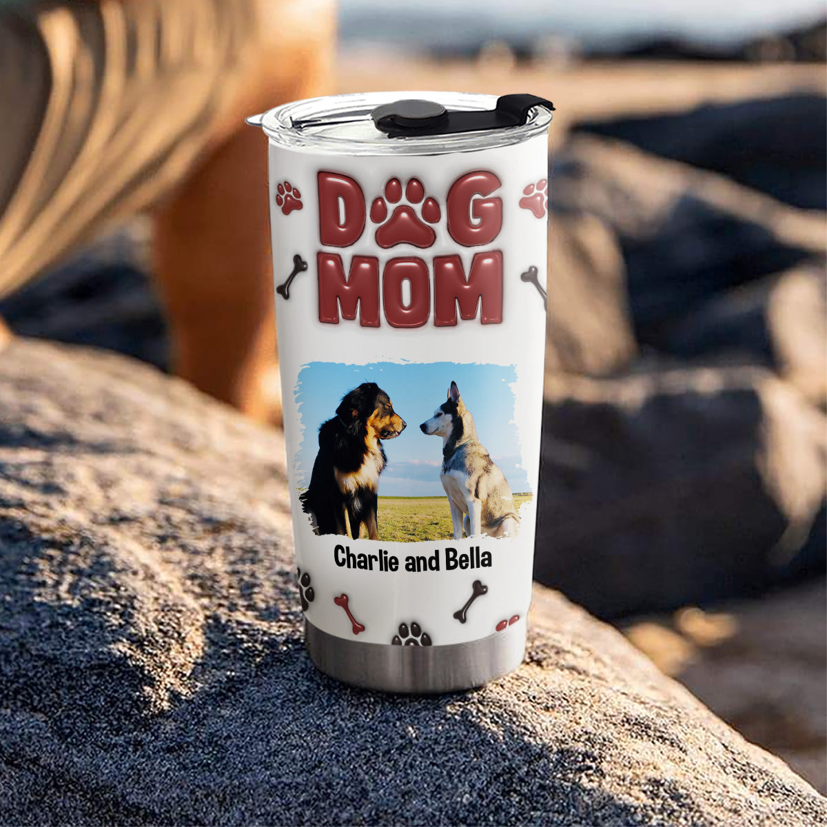 Exquisite Personalized Custom 3D Inflated Effect Tumbler with Lovely Dog Mama Photo