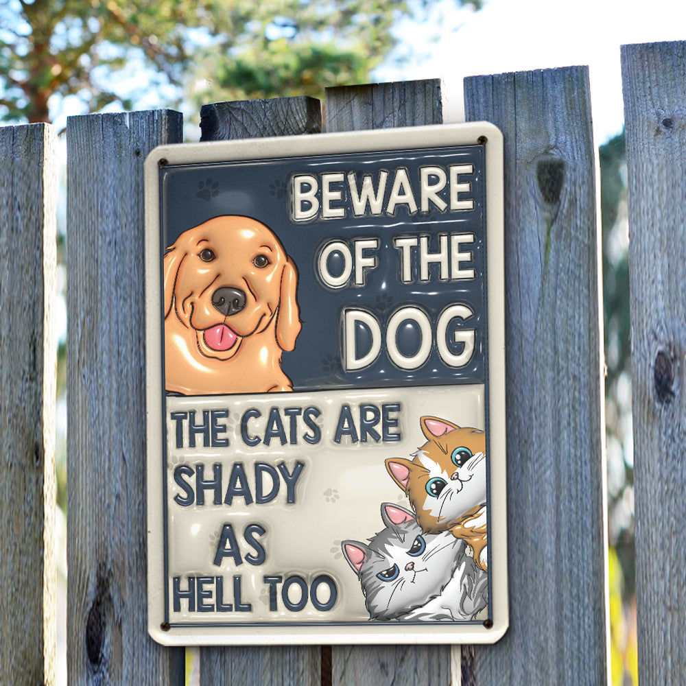 Unique Personalized Custom 3D Inflated Effect Metal Sign - Beware Of Dog Cat