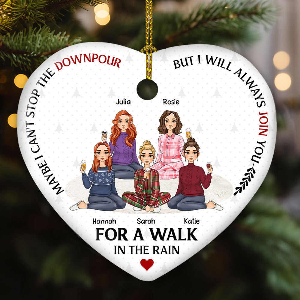 Personalized Custom Heart Ceramic Ornament - Walk in the Rain