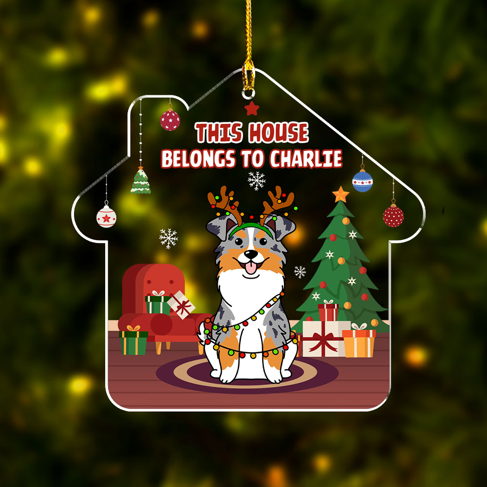 This House Belongs - Customizable Personalized Acrylic Christmas Ornament with 4' Diameter