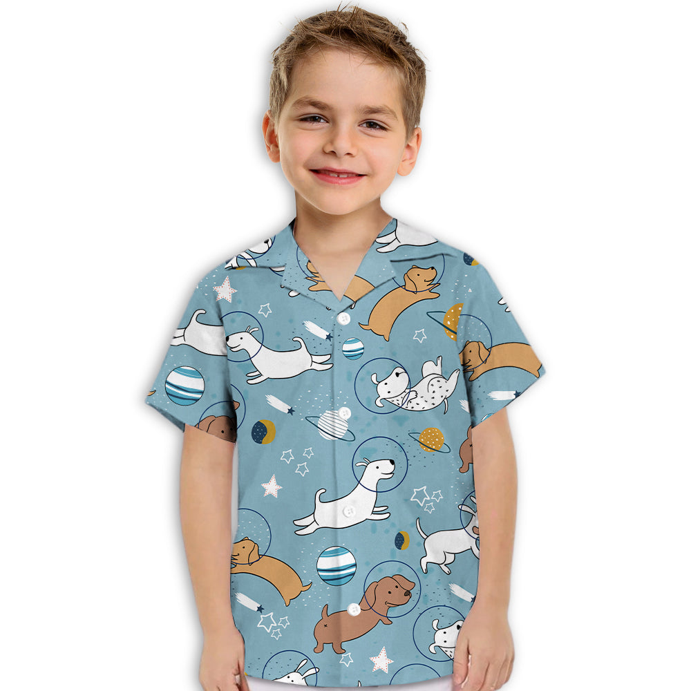 Space Dog 2 - Adorable Kids' Button - up Shirt with High - Quality Pet Prints