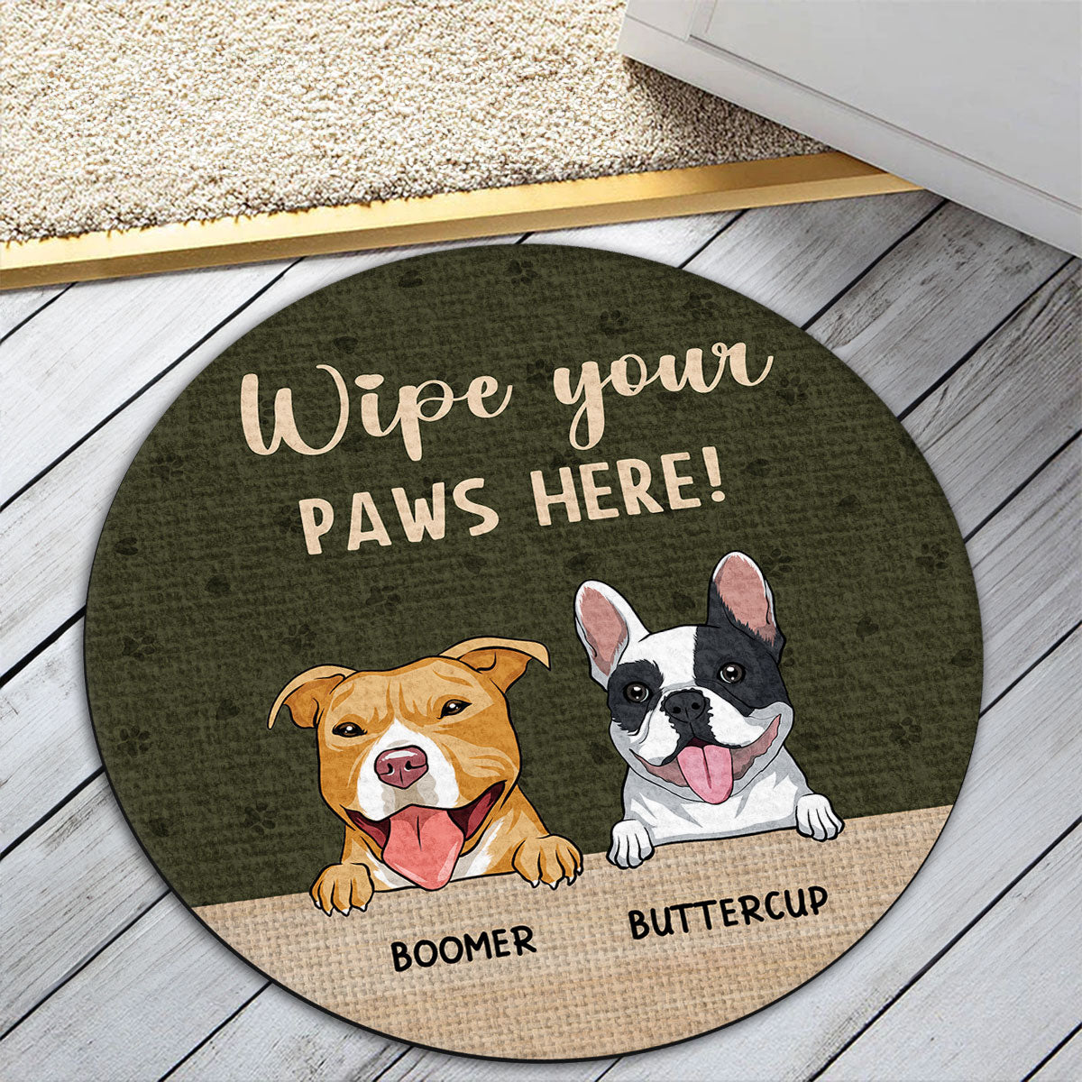 Personalized Custom Pet Doormat - Wipe Your Paws Here Please