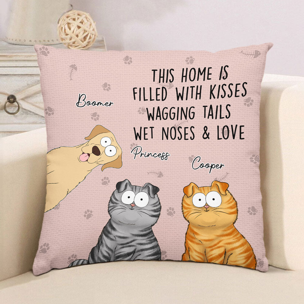 Personalized Custom Throw Pillow Filled With Kisses - 12' x 12' and 18' x 18' Sizes