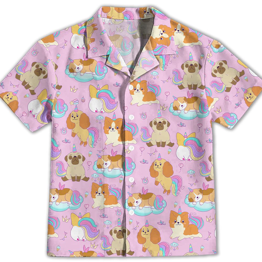 Adorable Dog And Unicorn Kids Button-up Shirt - Perfect Gift for Little Ones