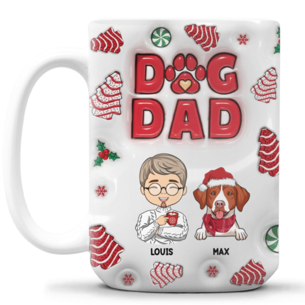 Dog Dad Christmas Cake Personalized Custom 3D Inflated Effect 11oz Ceramic Mug