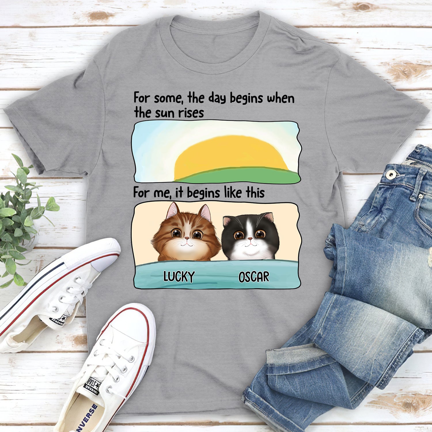 My Day Begins - Personalized Custom Unisex 5.3 oz T-shirt for Pet Lovers