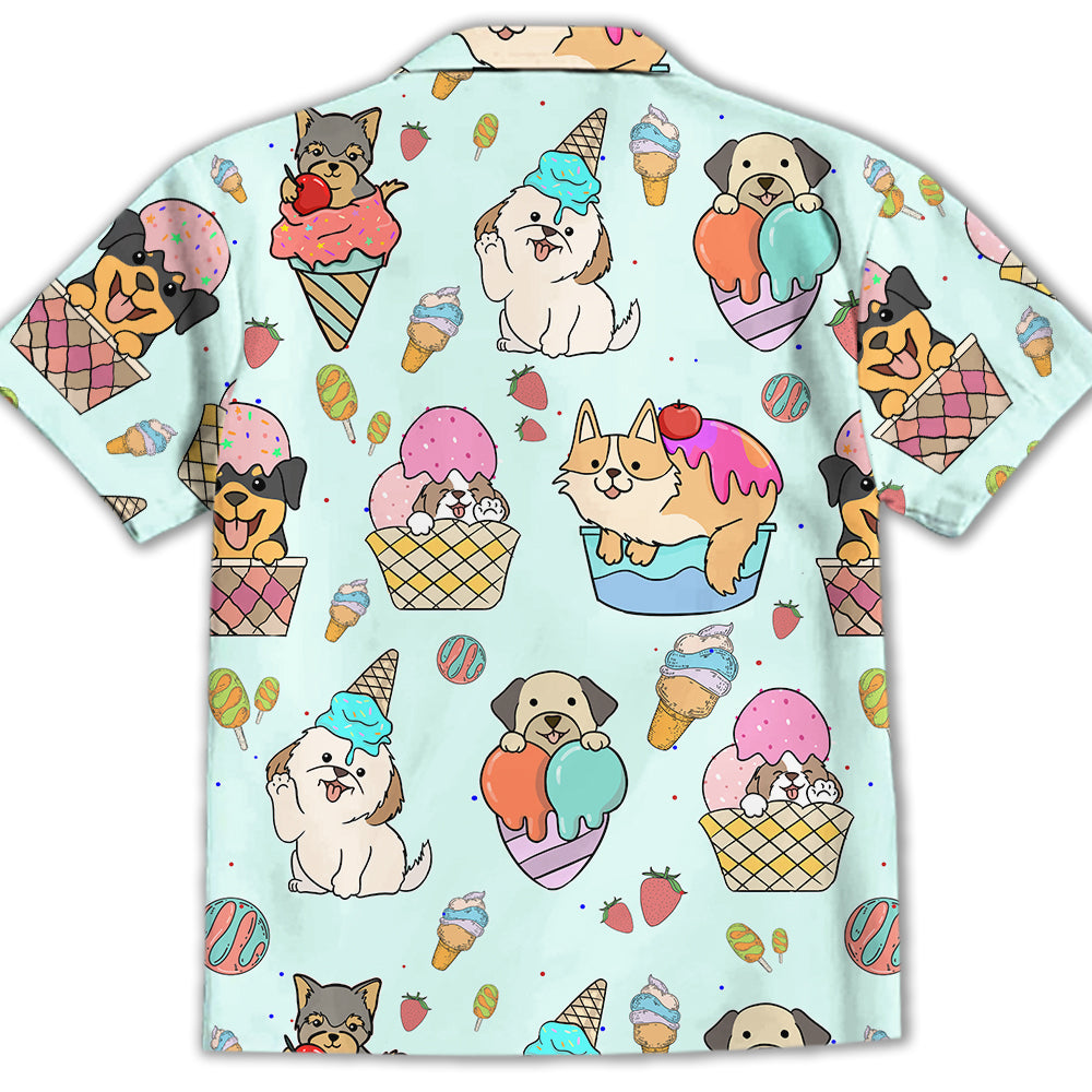 Adorable Dog And Ice Cream Kids Button - up Shirt for All Occasions