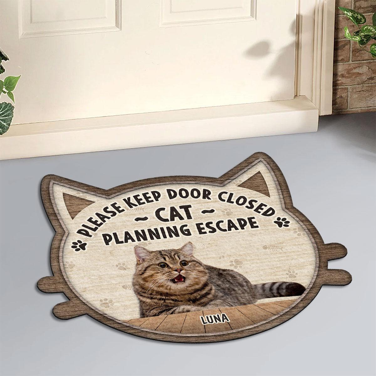 Personalized Custom Cats Planning Escape Photo Doormat - Ideal for Pet Lovers
