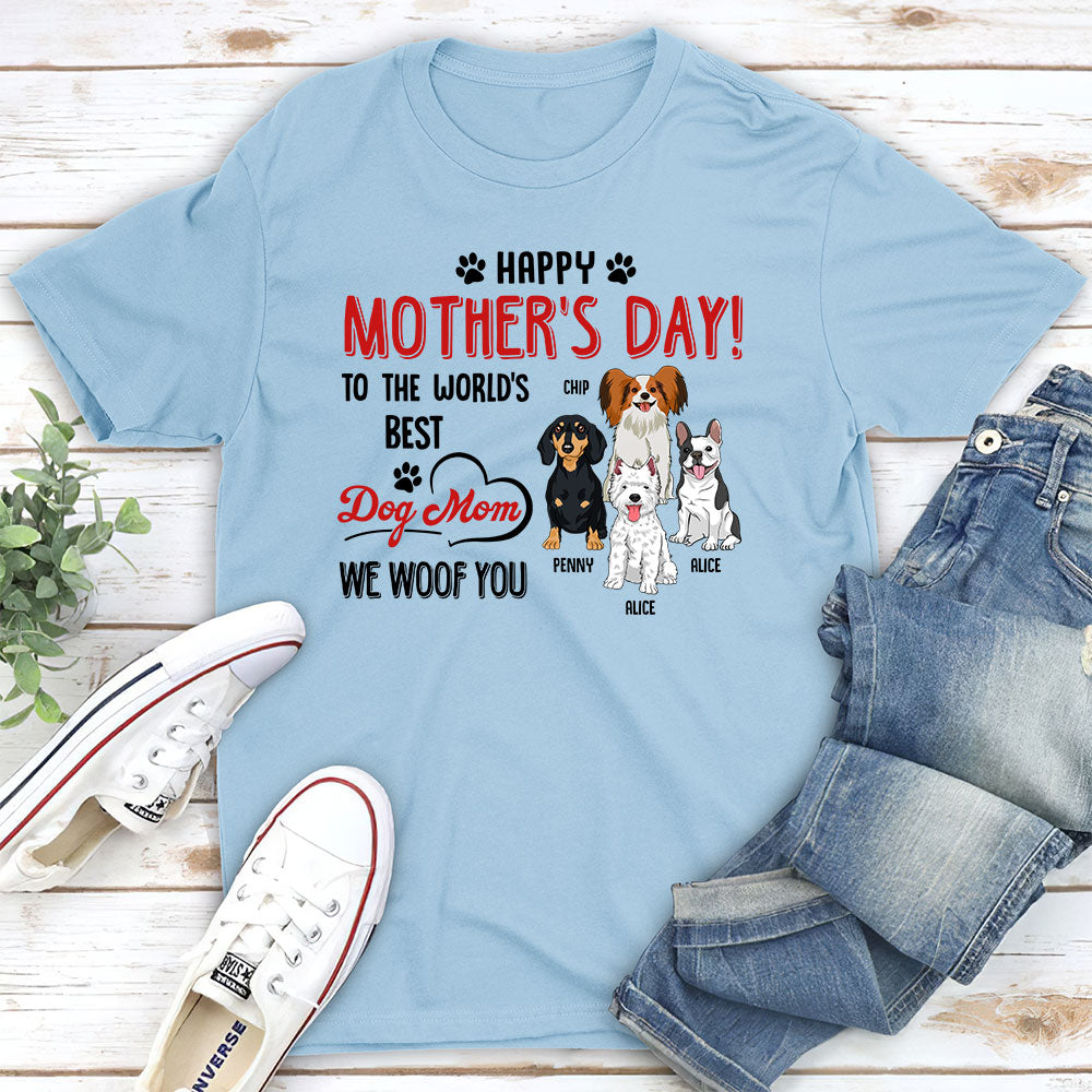 Dog Mom I Woof You - Personalized Custom Unisex 5.3 oz T-shirt for Pet Lovers