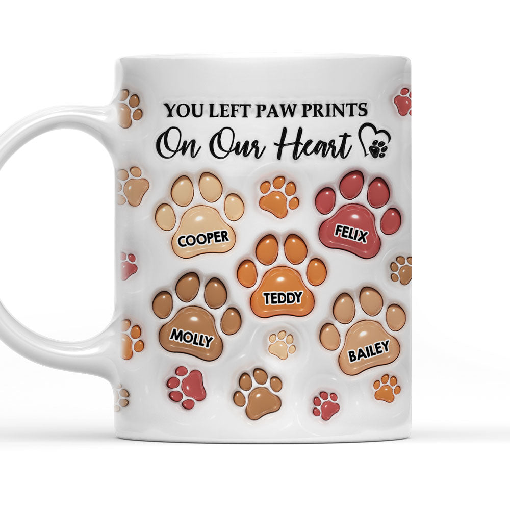 You Left Paw Prints - Unique Personalized Custom 3D Inflated Effect Ceramic Mug in 11oz and 15oz Sizes