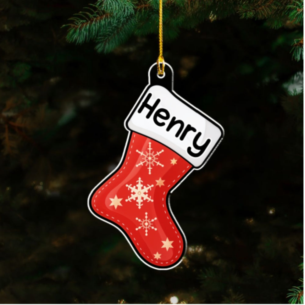 Customizable Personalized Family Member Stocking Acrylic Christmas Ornament