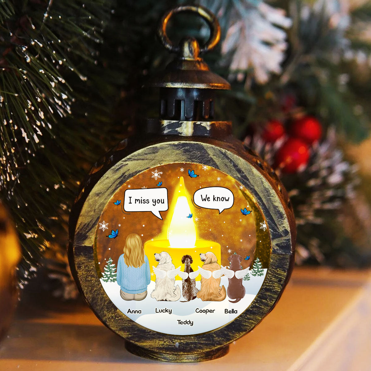 Heartfelt 'I Miss You So Much' - Customizable Personalized Christmas Lantern for Unforgettable Holidays