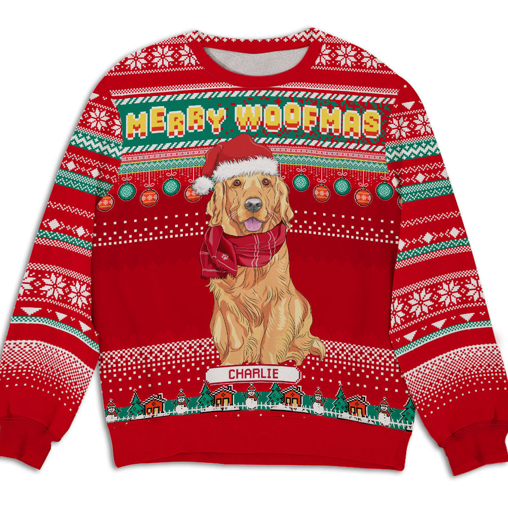 Merry Woofmas From Dog - Personalized Custom All-Over-Print Unisex 8.8 oz Polyester Blend Sweatshirt