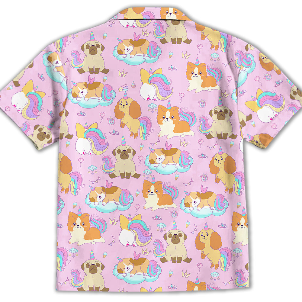 Adorable Dog And Unicorn Kids Button-up Shirt - Perfect Gift for Little Ones
