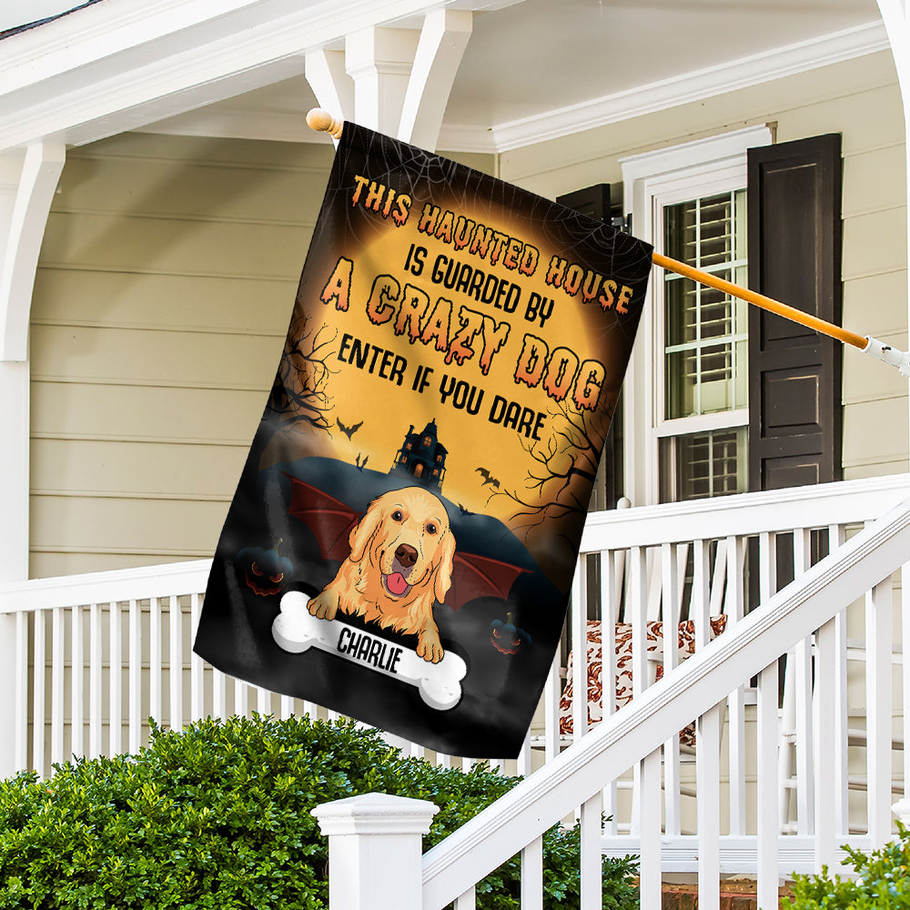 A Crazy Dog - Customizable Personalized Halloween Garden Flag for Pet Lovers - Available in 12' x 18' and 28' x 40' Sizes