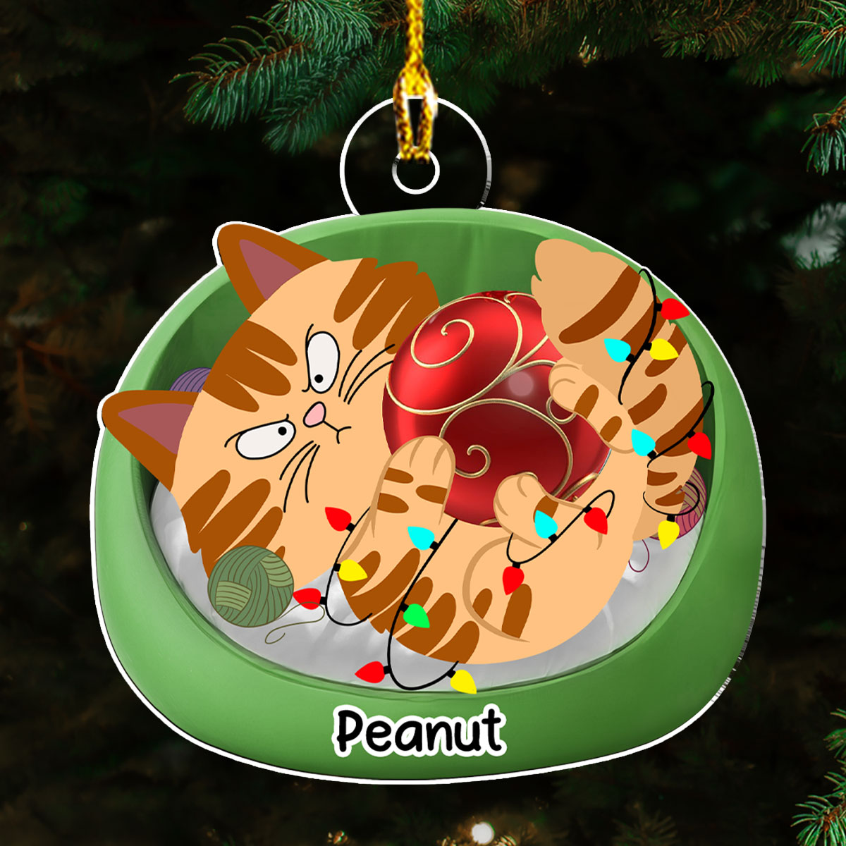 Charming Personalized Custom Swinging Cat Acrylic Christmas Ornament
