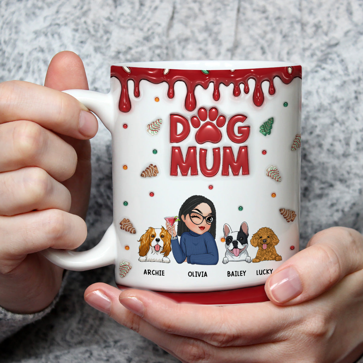 Charming Personalized 3D Inflated Effect Mug for Dog Moms - 11oz
